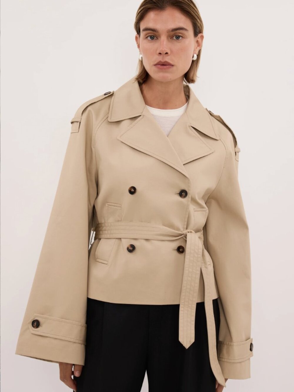 Gabriel natural cropped trench coat - 4 / natural
